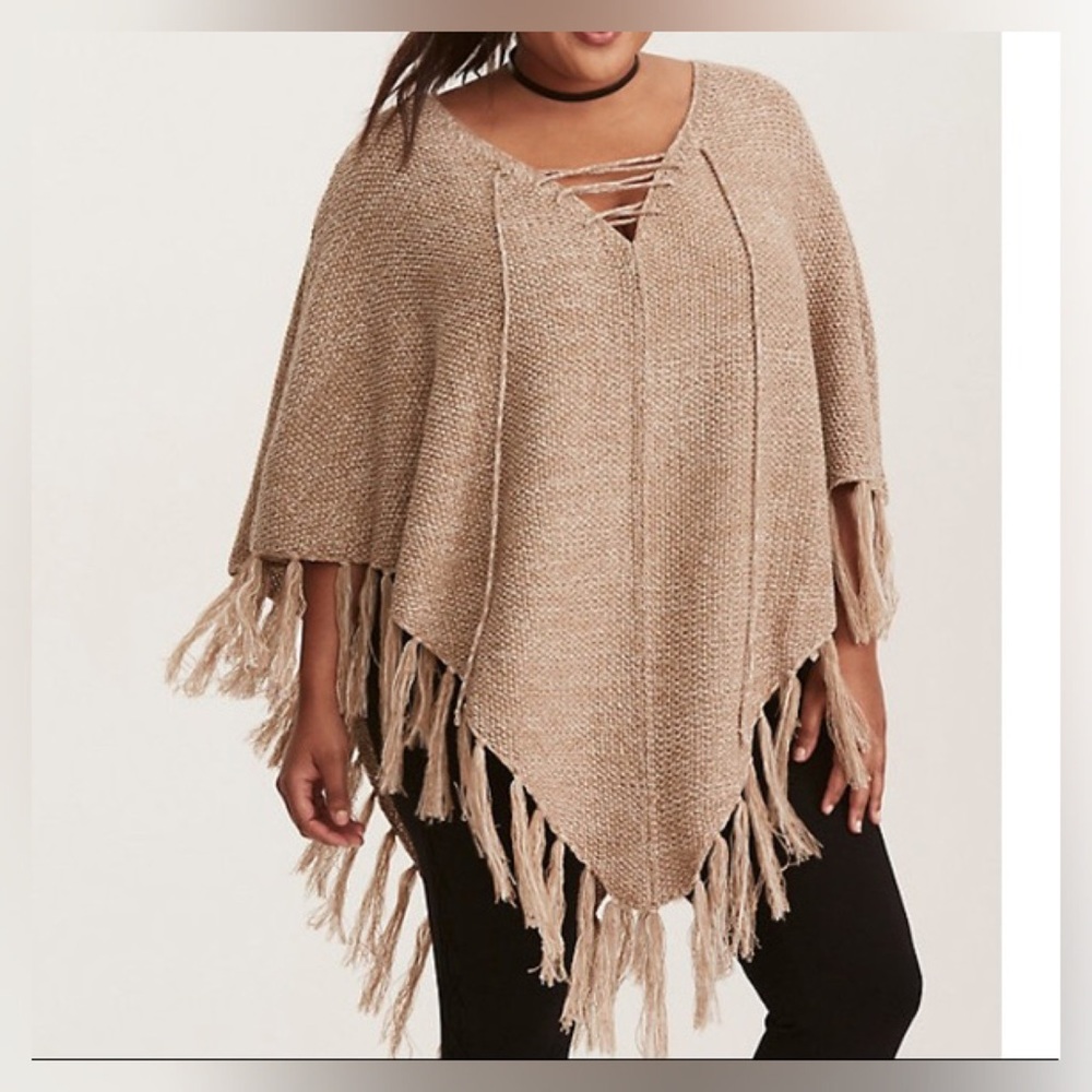 Torrid Tan Fringe Poncho